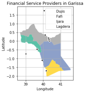 Map of Garissa FSPs and sub-counties